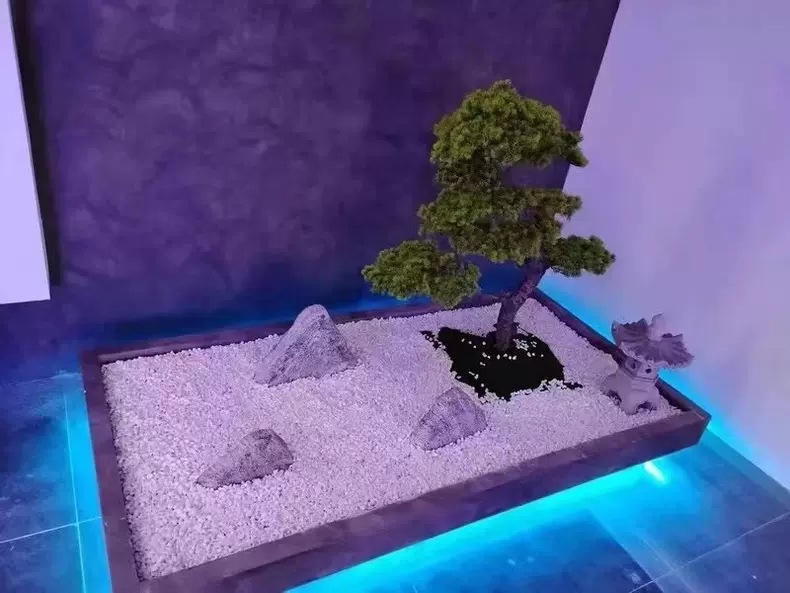 白色鹅卵石造景实图